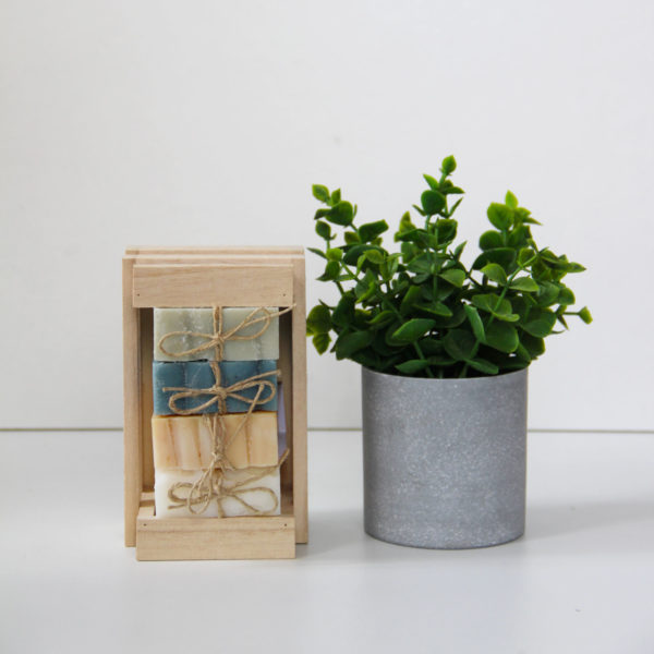 coffret cadeau corbeille bois savons