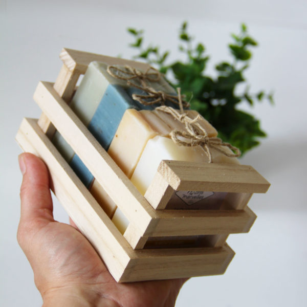 coffret cadeau corbeille bois savons