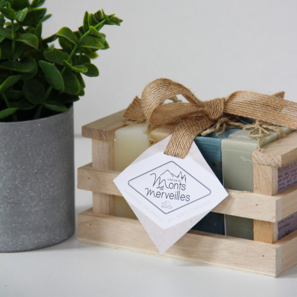 coffret cadeau corbeille bois savons