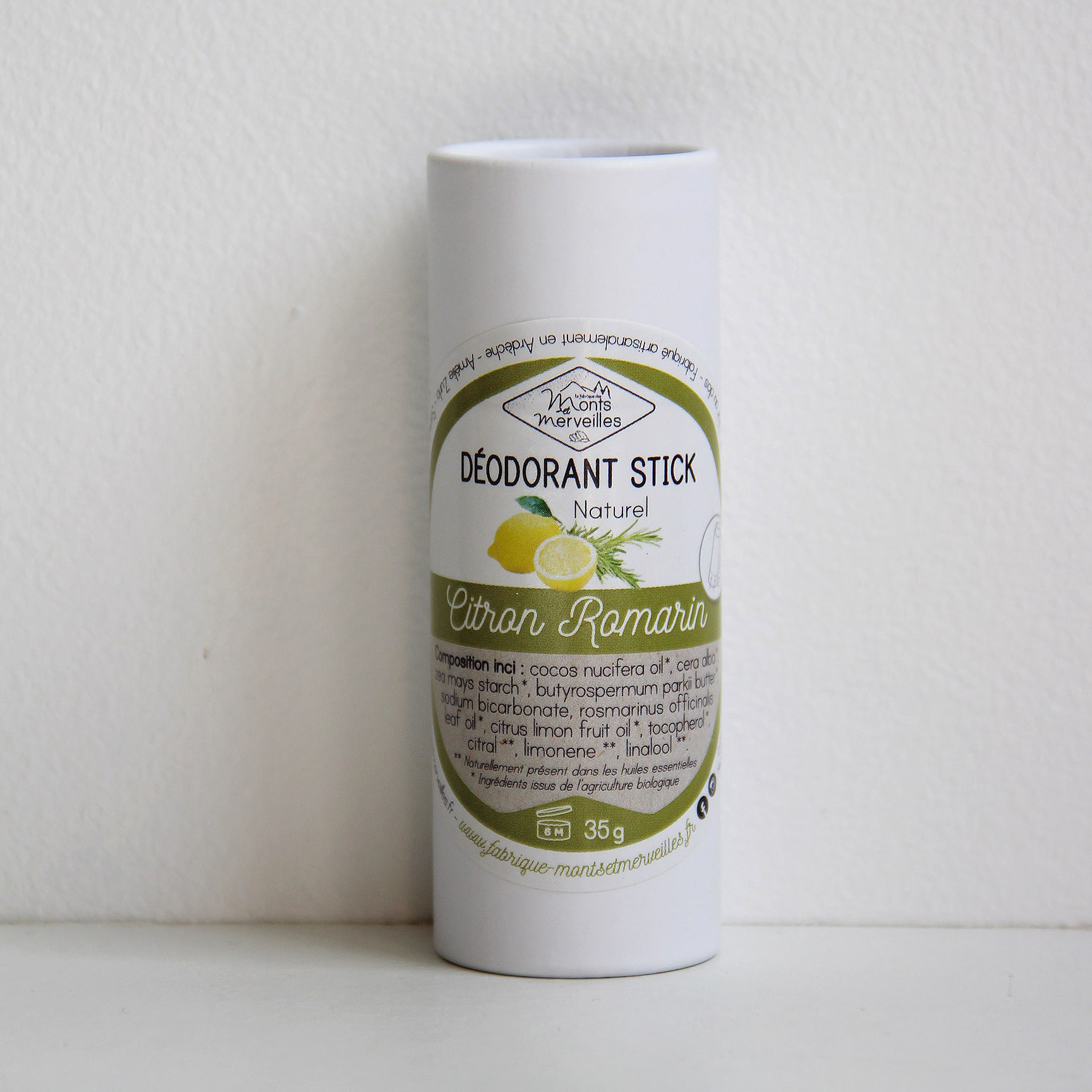 Déodorant solide naturel en STICK Citron Romarin – 35g