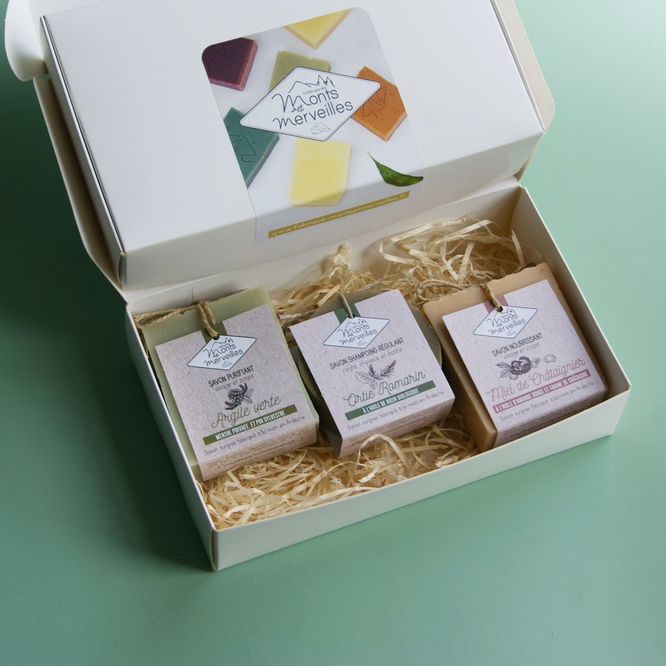 Coffret des MONTS 2 savons + 1 shampoing