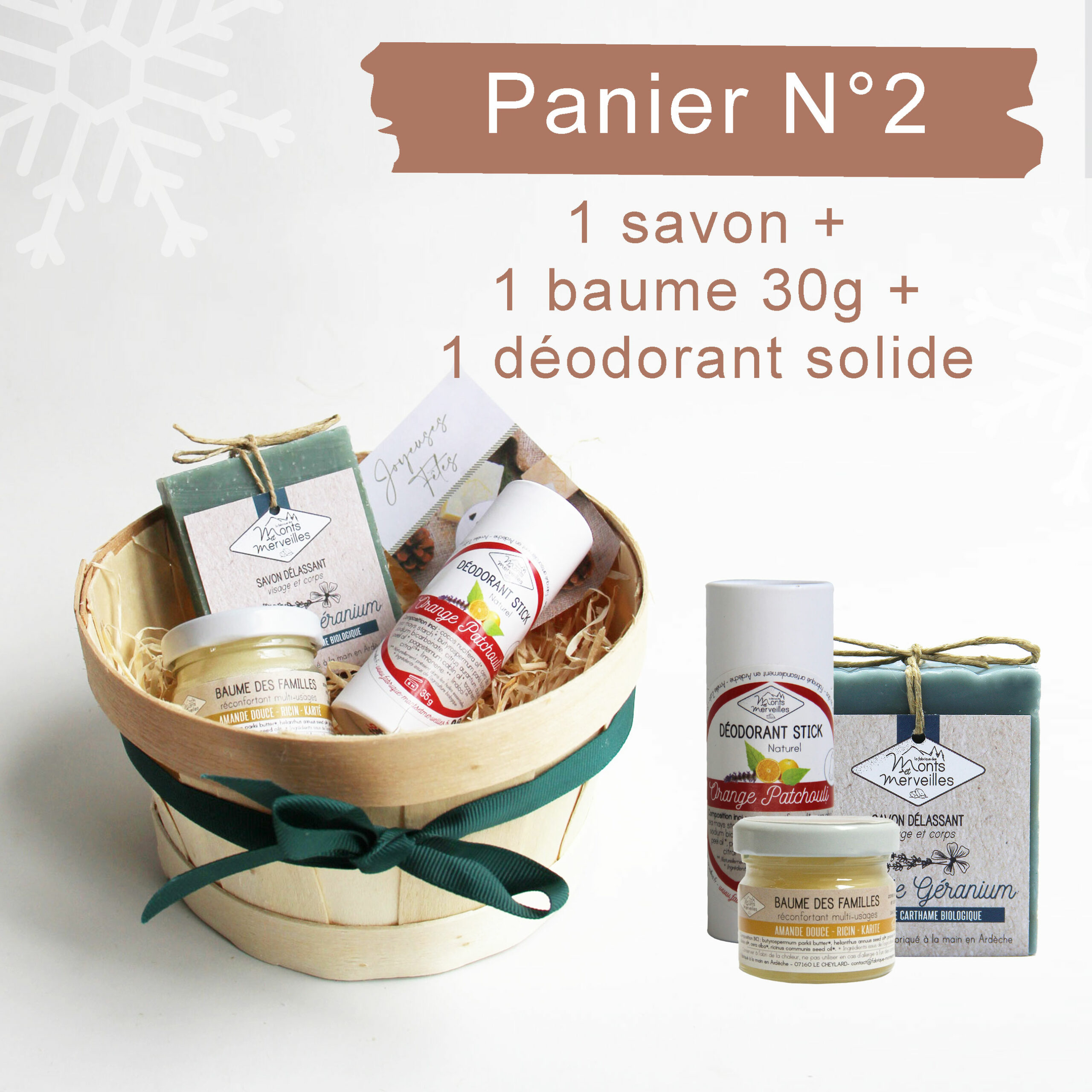 Panier 1 savon + 1 baume + 1 déodorant solide
