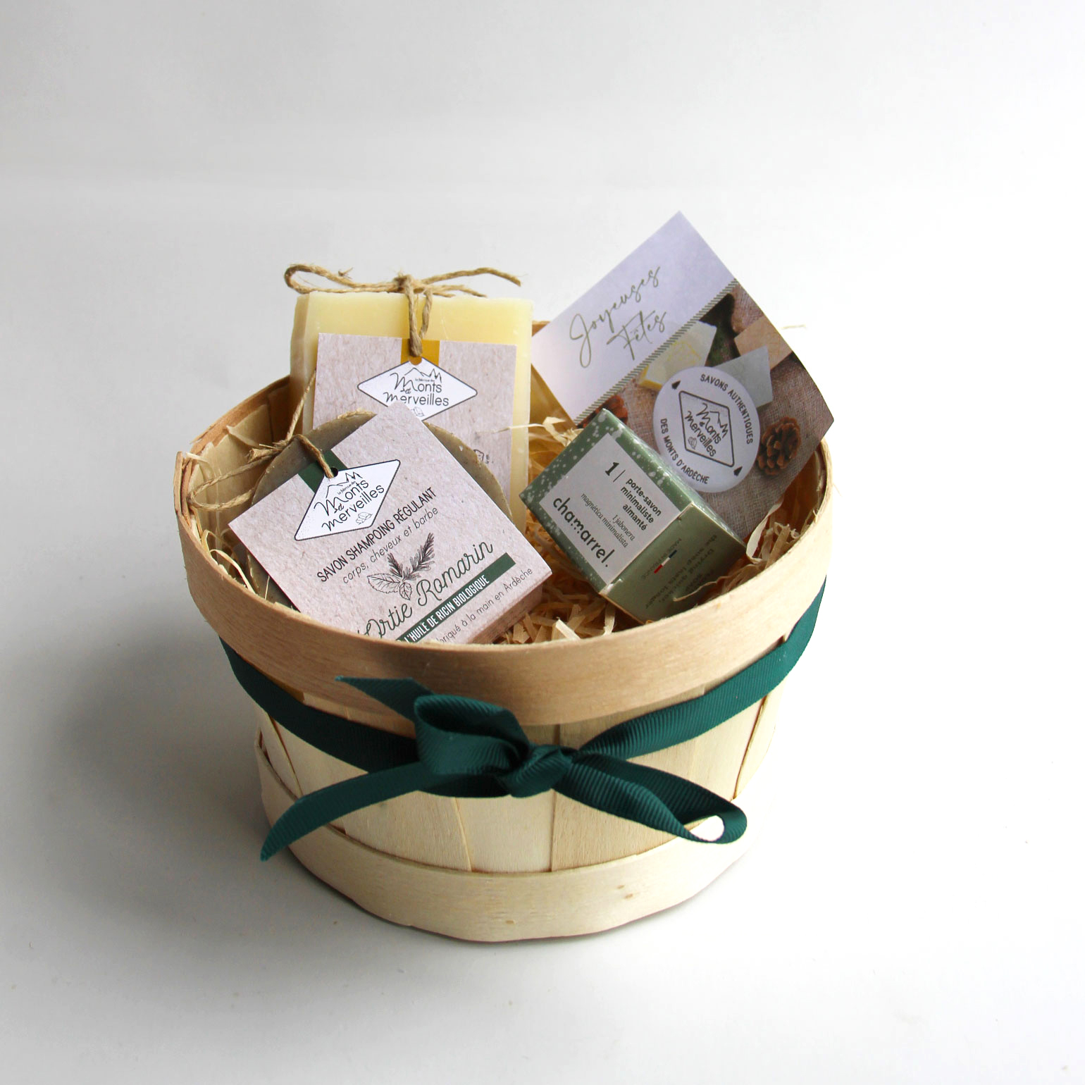 Panier 1 savon + 1 shampoing + 1 porte-savon aimanté